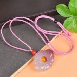 Buddha StonesPink Golden Silk Jade Lotus Flower Wealth Necklace Pendant Necklaces & Pendants BS Pink Golden Silk Jade