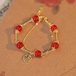 Buddha Stones Red Agate Fu Character Charm Self-acceptance Bracelet Bracelet BS Red Agate(Confidence♥Calm)(Wrist Circumference 14-16cm)