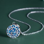 Buddha Stones 925 Sterling Silver Round Turquoise Three Rabbits Balance Necklace Pendant Necklaces & Pendants BS 1