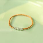 Buddha Stones Natural Olive Pit Bamboo Pattern Hetian Jade Beads Luck Bracelet 7