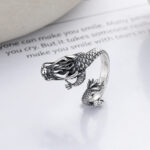 Buddha Stones Vintage 925 Sterling Silver Year Of The Dragon Design Luck Metal Ring Ring BS 3