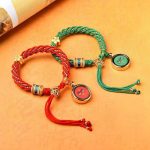 Buddha Stones Tibet Handmade Five God Of Wealth Luck Thangka Amulet Prayer Wheel Flower Charm Weave String Bracelet Bracelet BS 16
