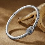 Buddha Stones Tibetan Auspicious Clouds Om Mani Padme Hum Engraved Creativity Bracelet Bangle Bracelet Bangle BS 7