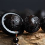 Buddha Stones Ebony Wood Chinese Character Yin Yang Engraved Gourd Balance Bracelet Bracelet BS 6
