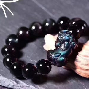 Buddha Stones FengShui PiXiu Rainbow Obsidian Luck Bracelet Bracelet BS 16mm