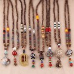 Buddha Stones Tibetan Wenge Wood Bodhi Seed Agate Elephant Protection Necklace Pendant Necklaces & Pendants BS main