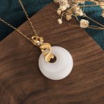 Buddha Stones White Jade Koi Fish Wealth Prosperity Necklace Pendant Necklaces & Pendants BS 1