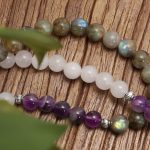 Buddha Stones 108 Mala Beads White Agate Amethyst Black Glitter Stone Protection Bracelet Bracelet Necklaces & Pendants BS 7