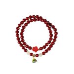 Buddha Stones Cinnabar Lotus Charm Double Wrap Blessing Bracelet Bracelet BS 8