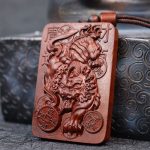 Buddha Stones Natural Lightning Struck Jujube Wood PiXiu Copper Coin Good Fortune Necklace Pendant 3