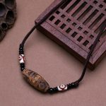 Buddha Stones Tibetan Nine-Eye Dzi Bead Protection String Necklace Necklaces & Pendants BS Brown