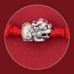 Buddha Stones 925 Sterling Silver PiXiu Fu Character Wealth Luck Handmade Braided Bracelet Bracelet BS 5