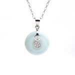 Buddha Stones 925 Sterling Silver Peace Buckle Jade Coin Luck Necklace Pendant Necklaces & Pendants BS 4