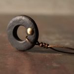 Buddha Stones Zen Circle Ebony Wood Peace Calm Necklace Pendant Necklaces & Pendants BS 11