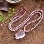 Buddha Stones Natural Pink Crystal Nine Tailed Fox Love Necklace Pendant Necklaces & Pendants BS 4