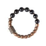 Buddha Stones Lava Rock Stone Rainbow Obsidian Copper Support Healing Bracelet Bracelet BS 18