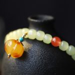 Natural Hetian Jade Pumpkin Amber Red Agate Crystal Prosperity Bracelet Bracelet BS 9