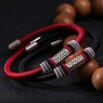 Buddha Stones 925 Sterling Silver Om Mani Padme Hum Peace Red String Bracelet Bracelet BS 1
