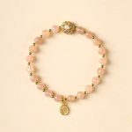 Buddha Stones 14K Gold Plated Natural Strawberry Quartz Labradorite Sun Stone Fu Character Positive Charm Bracelet Bracelet BS Sun Stone(Wrist Circumference 15-16cm)