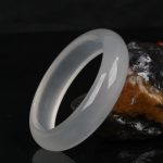 Buddha Stones Natural Translucent Golden Silk Jade Wealth Luck Bracelet Bangle Bracelet Bangle BS Translucent White 62mm