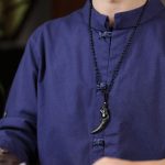 Buddha Stones Natural Black Jade Chinese Zodiac Dragon Tooth Pattern Protection Necklace Pendant Necklaces & Pendants BS 6