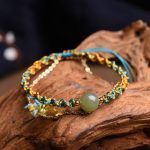 Buddha Stones Handmade Colorful Rope Luck Jade Bead Abundance Double Layer Bracelet Bracelet BS 2