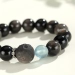 Buddha Stones Natural Silver Sheen Obsidian Cat Head Fox Planet Protection Bracelet Bracelet BS 9