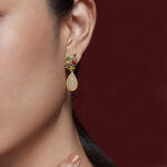 Buddha Stones Water Drop White Jade Red Agate Butterfly Protection Drop Dangle Earrings Earrings BS 9