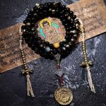 Buddha Stones 108 Mala Beads Gold Sheen Obsidian Tiger Eye Eagle's Eye Stone Wealth Bracelet Mala Bracelet BS 26