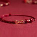 Buddha Stones Cinnabar Blessing Red String 14K Gold Infinity Symbol Bracelet Anklet Bracelet Anklet BS 6