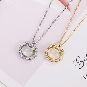 Buddha Stones Chalcedony Lock of Good Wishes Positive Necklace Pendant Necklaces & Pendants BS main