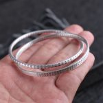 Buddha Stones 999 Sterling Silver Heart Sutra Carved Protection Bracelet Bangle Bracelet Bangle BS 6