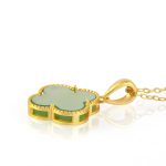 Buddha Stones 925 Sterling Silver Natural Hetian Jade Luck Four Leaf Clover Necklace Pendant Necklaces & Pendants BS 3