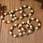 Buddha Stones Tibetan Zakiram Goddess of Wealth Charm Liuli Glass Incense Ash Porcelain Bead Protection Bracelet Bracelet BS 20