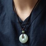 Buddha Stones Natural Round Jade Peace Buckle Luck Prosperity Necklace Pendant Necklaces & Pendants BS 10