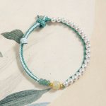 Buddha Stones 925 Sterling Silver Hetian Jade Braided Rope Pearl Abundance Bracelet 1
