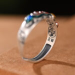 Buddha Stones Feng Shui Five Emperor Coins Wealth Ring Ring BS 11
