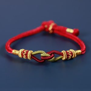 Buddha Stones Handmade Knotting Faith Strength Braid String Bracelet Bracelet BS Red 18cm