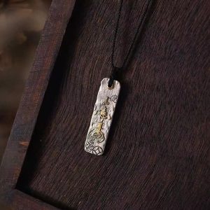 Buddha Stones Making A Fortune Chinese Character Copper Coin Wealth Necklace Pendant - Making A Fortune Chinese Character - image 1