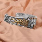 Buddha Stones 925 Sterling Silver Chinese Zodiac Tiger Keep Away Evil Spirits Bracelet Bangle Bracelet Bangle BS 3