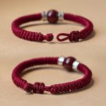 Buddha Stones 925 Sterling Silver Natural Cinnabar Bead Calm Handmade Braided String Bracelet Bracelet BS 2
