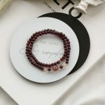 Buddha Stones 14K Gold Plated Natural Garnet Strawberry Quartz Stability Double Wrap Bracelet Bracelet BS 4