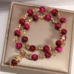 Buddha Stones Tiger Eye Pixiu Fox Money Bag Protection Self Confidence Double Wrap Bracelet Bracelet BS 4