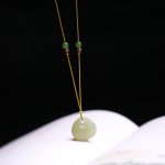 Buddha Stones Natural Hetian Jade Small Bag Pattern Prosperity String Necklace Pendant Necklaces & Pendants BS 1