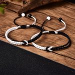 Buddha Stones Handmade Black White Rope Braided Healing Bracelet Bracelet BS main