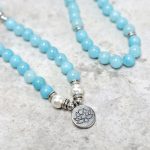 Buddha Stones Natural Amazonite Stone Healing Lotus Mala Bracelet Mala Bracelet BS 3