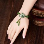 Buddha Stones Natural Green Jade Luck Dangling Flower Bracelet Bracelet BS 13