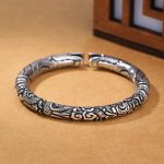 Buddha Stones Dragon Head Carved Luck Bracelet Bangle Bracelet BS 6