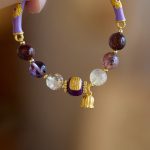 Buddha Stones Purple Phantom Purple Jade Scripture Citrine Love Wisdom Bracelet Bangle Bracelet Bangle BS 2