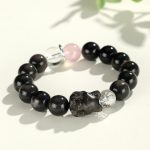 Buddha Stones Natural Silver Sheen Obsidian Cat Head Fox Planet Protection Bracelet Bracelet BS Silver Sheen Obsidian Fox(Wrist Circumference 14-16.5cm)